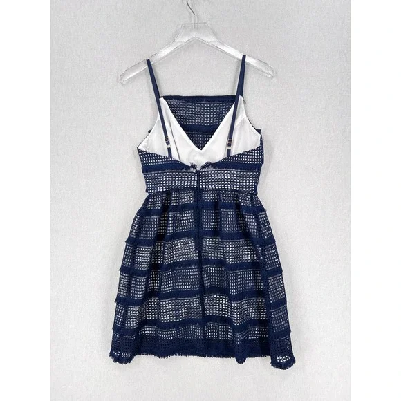 ANTHROPOLOGIE Hutch Crochet Dress Womens 0 Navy Blue Sleeveless Lace NWOT - Picture 3 of 15